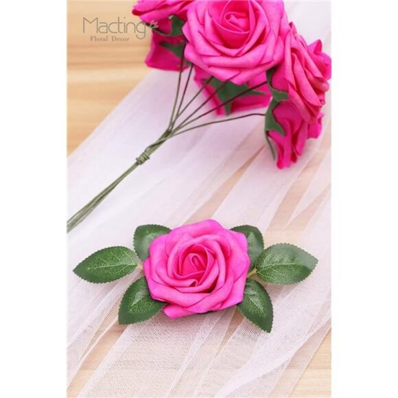 30pcs Real Touch Artificial Roses  (Fuschia) - Picture 6 of 6